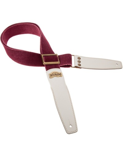 Guitar Strap Bordeaux Cotton And Genuine Leather 5 Cm Colors Stripe SC Cotton Washed 