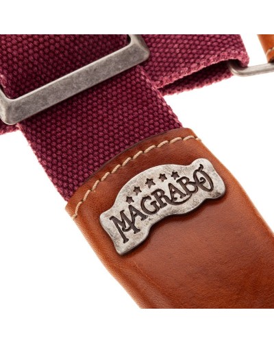 Guitar Strap Bordeaux Cotton And Genuine Leather 5 Cm Stone Washed Stripe SS Cotton Washed 