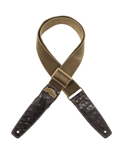 magrabò guitar straps | stripe ss special cotton washed olive green 5 cm terminals cocco dalma, recta brass buckle