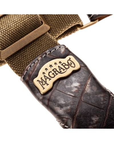 magrabò guitar straps | stripe ss special cotton washed olive green 5 cm terminals cocco dalma, recta brass buckle