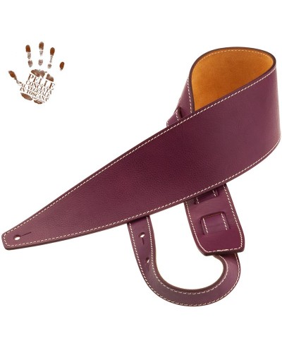 Guitar Strap Violet Certified Vegetable Tanned Leather 10 Cm Holes HS Core 