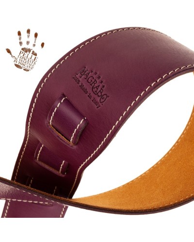 Guitar Strap Violet Certified Vegetable Tanned Leather 8 Cm Holes HS Core 