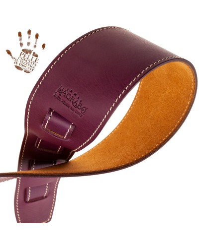 Guitar Strap Violet Certified Vegetable Tanned Leather 8 Cm Holes HS Core 