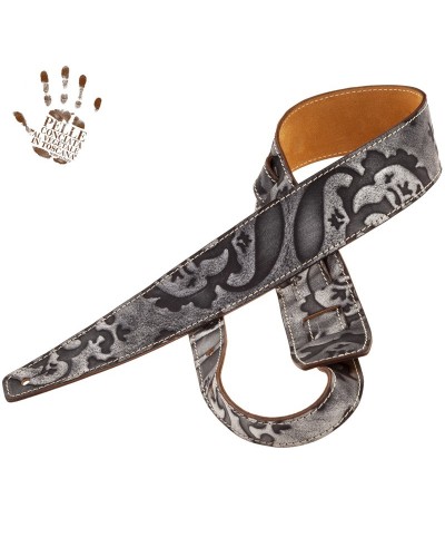 magrabò guitar straps | holes hs embossed grifo argento 6 cm