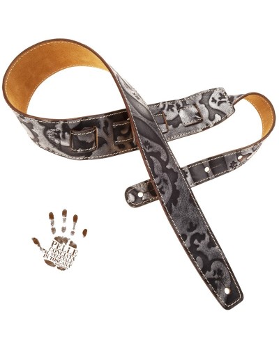 magrabò guitar straps | holes hs embossed grifo argento 6 cm