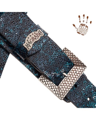 Guitar Strap Ocra Cotton And Genuine Leather 5 Cm Twinkle Stripe SC Cotton WashedOcra Cotton And Genuine Leather 5 Cm Twinkle St