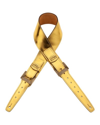 magrabò guitar straps | twin buckle ts metallic gold 7 cm scaled brass buckle