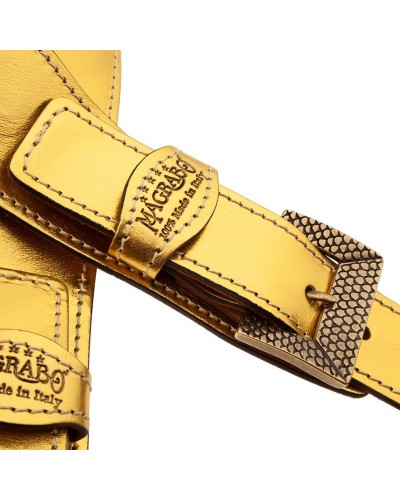 magrabò guitar straps | twin buckle ts metallic gold 7 cm scaled brass buckle