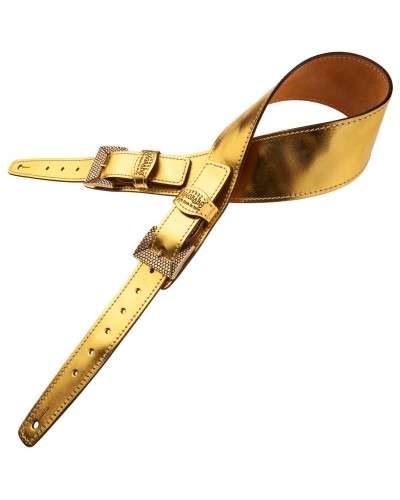 magrabò guitar straps | twin buckle ts metallic gold 7 cm scaled brass buckle