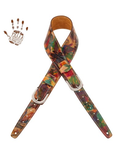 Tracolla per Chitarra e Basso Multicolore Vera Pelle Conciata Al Vegetale 7 Cm Round Twin Buckle TS Paint 