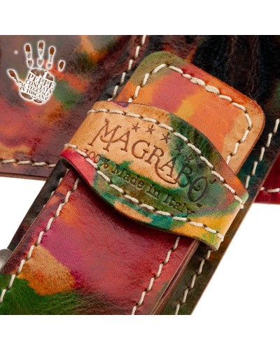 Guitar Strap Multicolor Certified Vegetable Tanned Leather 7 Cm Round Twin Buckle TS Paint 