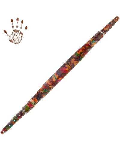 Guitar Strap Multicolor Certified Vegetable Tanned Leather 7 Cm Round Twin Buckle TS Paint 