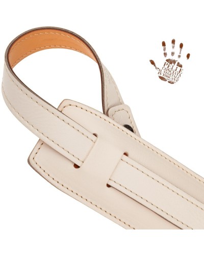 Guitar Strap White Certified Vegetable Tanned Leather 7 Cm Buttons Capitan Fede Vintage VS Core 