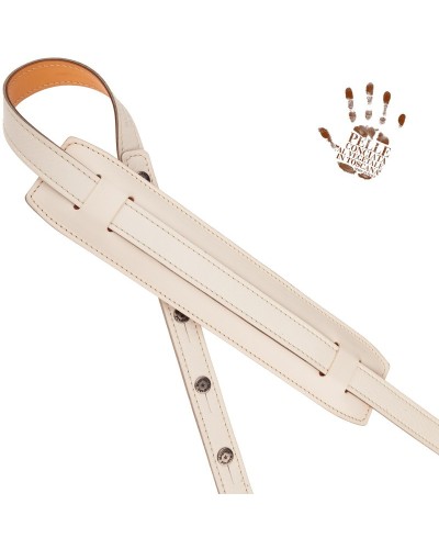 Guitar Strap White Certified Vegetable Tanned Leather 7 Cm Buttons Capitan Fede Vintage VS Core 