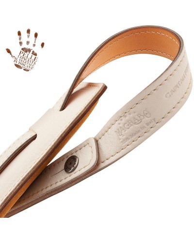 Guitar Strap White Certified Vegetable Tanned Leather 7 Cm Buttons Capitan Fede Vintage VS Core 