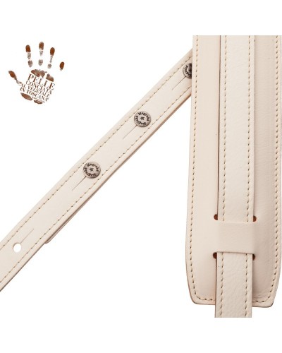 Guitar Strap White Certified Vegetable Tanned Leather 7 Cm Buttons Capitan Fede Vintage VS Core 