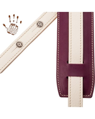 Guitar Strap White Certified Vegetable Tanned Leather 7 Cm Buttons Capitan Fede Vintage VS Core 