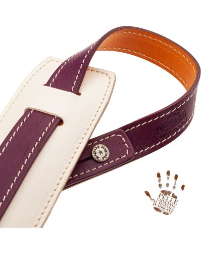 Guitar Strap White Certified Vegetable Tanned Leather 7 Cm Buttons Capitan Fede Vintage VS Core 