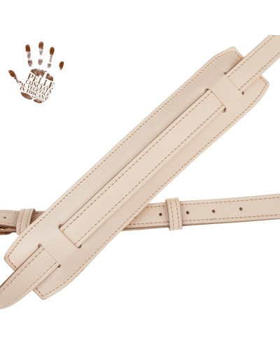 Guitar Strap White Certified Vegetable Tanned Leather 7 Cm Buckle Vintage VS Core 