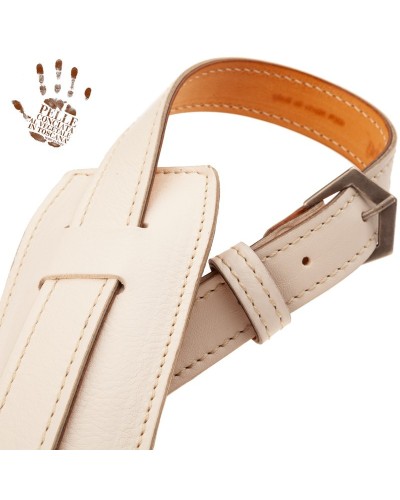 Guitar Strap White Certified Vegetable Tanned Leather 7 Cm Buckle Vintage VS Core 