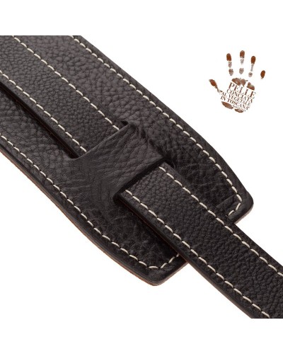 Guitar Strap Black Certified Vegetable Tanned Leather 7 Cm Buckle Vintage VS Core 