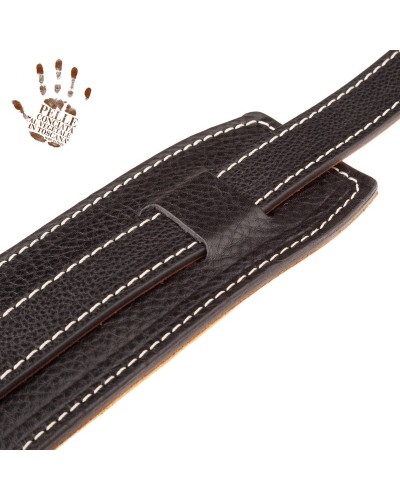 Guitar Strap Black Certified Vegetable Tanned Leather 7 Cm Buckle Vintage VS Core 