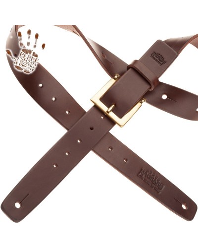 belt & strap cintura in vera pelle di toro marrone scuro 4 cm, fibbia meccano ottone