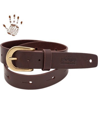 magrabò guitar straps | belt & strap in genuine bull leather, dark brown 4 cm, round brass buckle