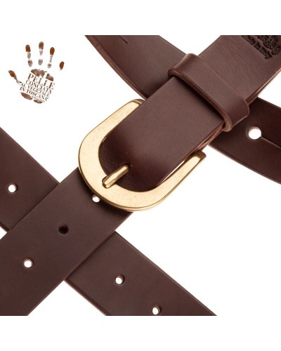 magrabò guitar straps | belt & strap in genuine bull leather, dark brown 4 cm, round brass buckle