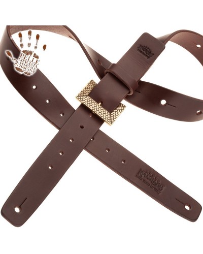 belt & strap cintura in vera pelle di toro marrone scuro 4 cm, fibbia scaled ottone