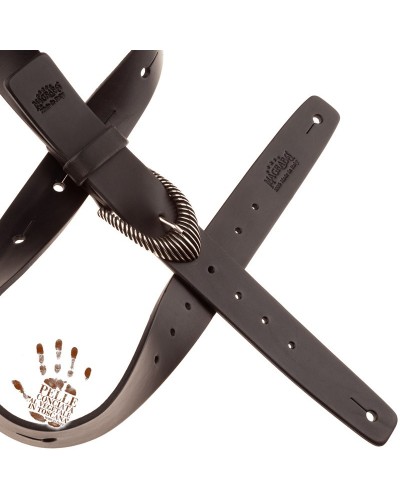 magrabò guitar straps | belt & strap in genuine bull leather, black 4 cm, groove silver buckle