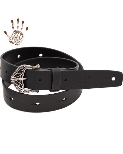 magrabò guitar straps | belt & strap in genuine bull leather, black 4 cm, king silver buckle