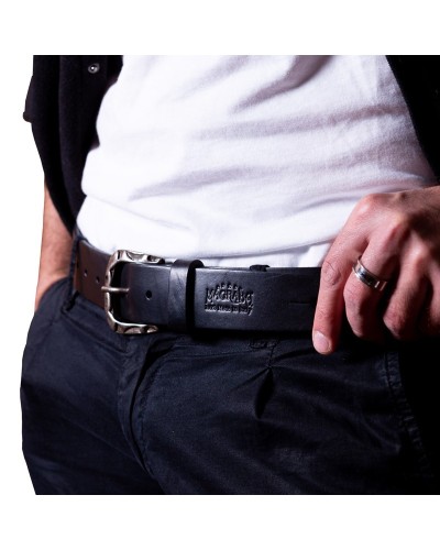 magrabò guitar straps | belt & strap in genuine bull leather, black 4 cm, king silver buckle