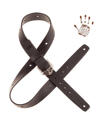 belt & strap cintura in vera pelle di toro nero 4 cm, fibbia king argento