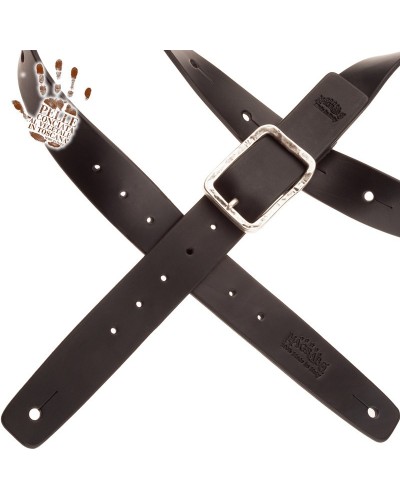 magrabò guitar straps | belt & strap in genuine bull leather, black 4 cm, old square silver buckle