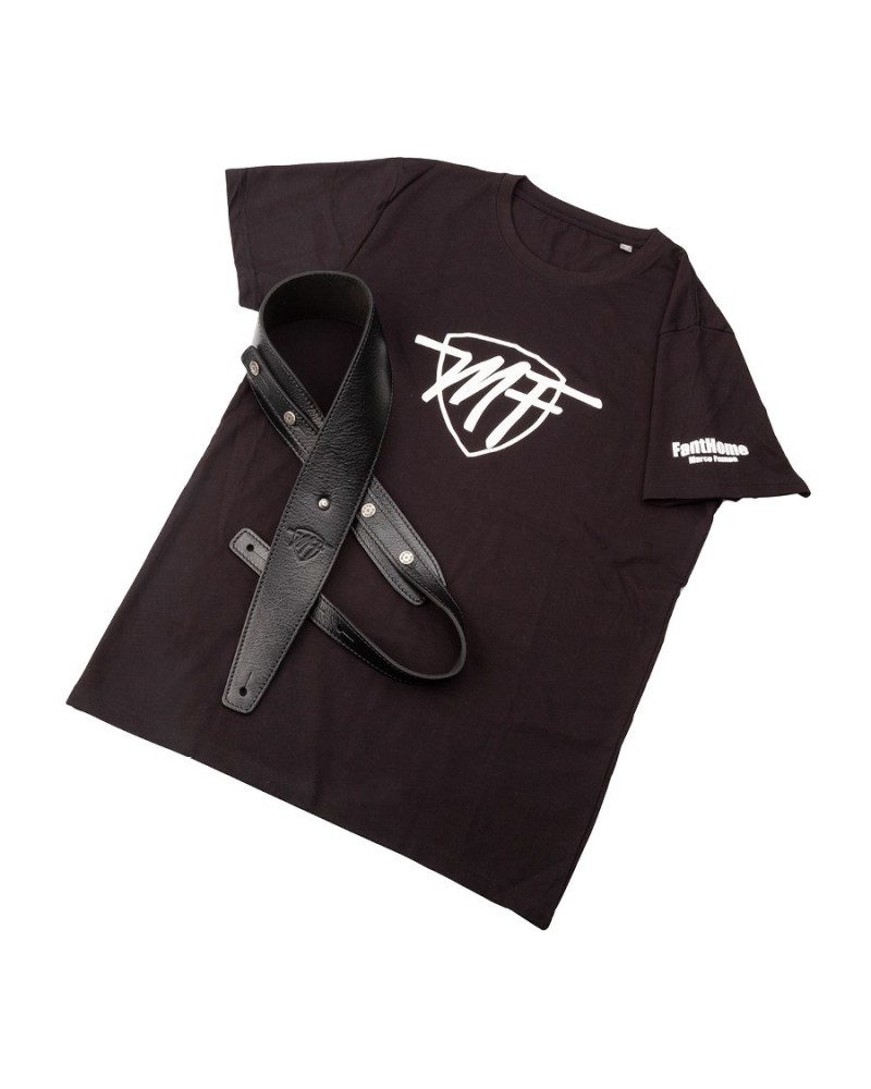 magrabò guitar straps | gift box mf marco fanton - signature marco fanton bs core black 7cm and t-shirt mf marco fanton