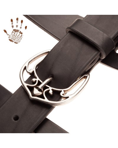 magrabò guitar straps | belt & strap in genuine bull leather, black 4 cm, queen silver buckle