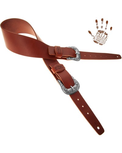 magrabò guitar straps | twin buckle tc core marrone scuro 7 cm fibbie sun argento