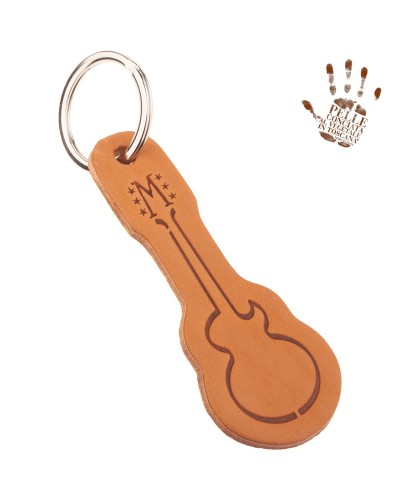 g cutaway guitar keychain portachiavi in vera pelle conciata al vegetale