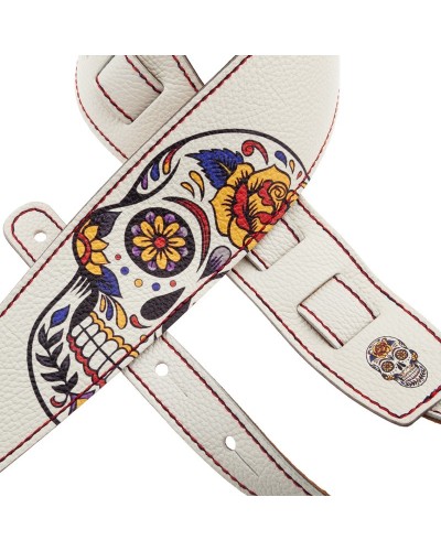 Guitar Strap White Genuine Leather 8 Cm Holes HS Art Print 