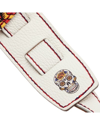 Guitar Strap White Genuine Leather 8 Cm Holes HS Art Print 