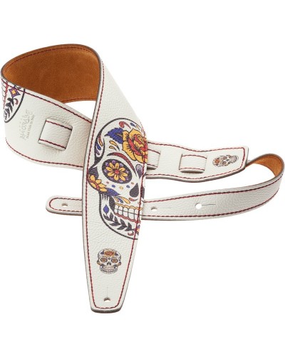 Guitar Strap White Genuine Leather 8 Cm Holes HS Art Print 