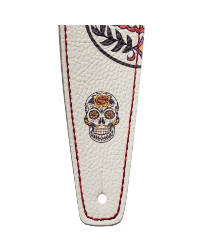 Guitar Strap White Genuine Leather 8 Cm Holes HS Art Print 