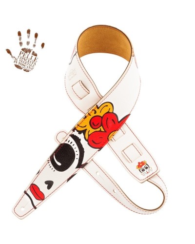 Guitar Strap White Genuine Leather 8 Cm Holes HS Art Print 