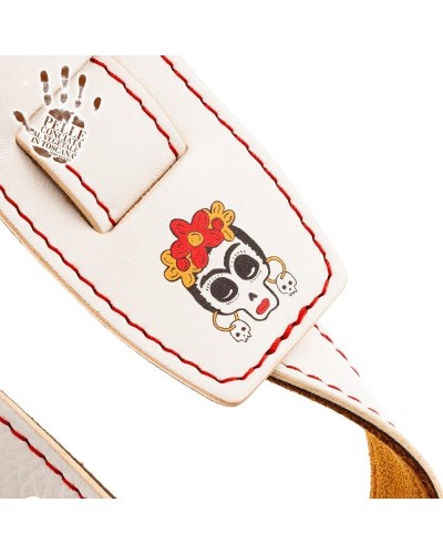 Guitar Strap White Genuine Leather 8 Cm Holes HS Art Print 