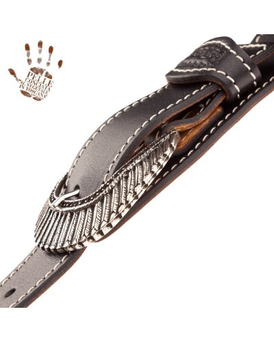 magrabò guitar straps | twin buckle ts core nero 7 cm fibbie indian argento