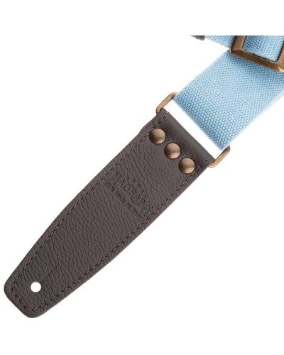 magrabò guitar straps | stripe ss special cotton washed celeste 5 cm terminals colors grigio, fibbia ottone