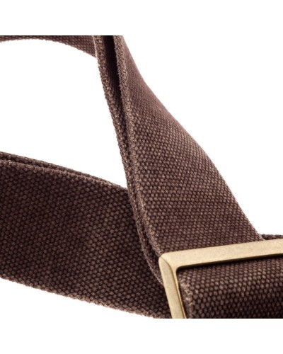 Guitar Strap Brown Cotton And Genuine Leather 5 Cm Metallic Stripe SS Cotton Washed 