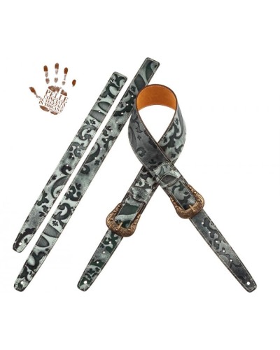 magrabò guitar straps | twin buckle ts special embossed grifo verde 7cm fibbie sun ottone