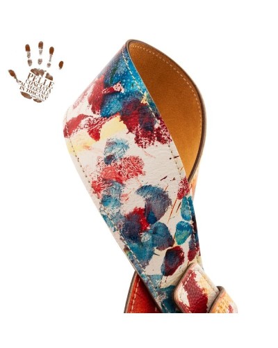 Guitar Strap Multicolor Certified Vegetable Tanned Leather 7 Cm Sun Twin Buckle TS Paint 